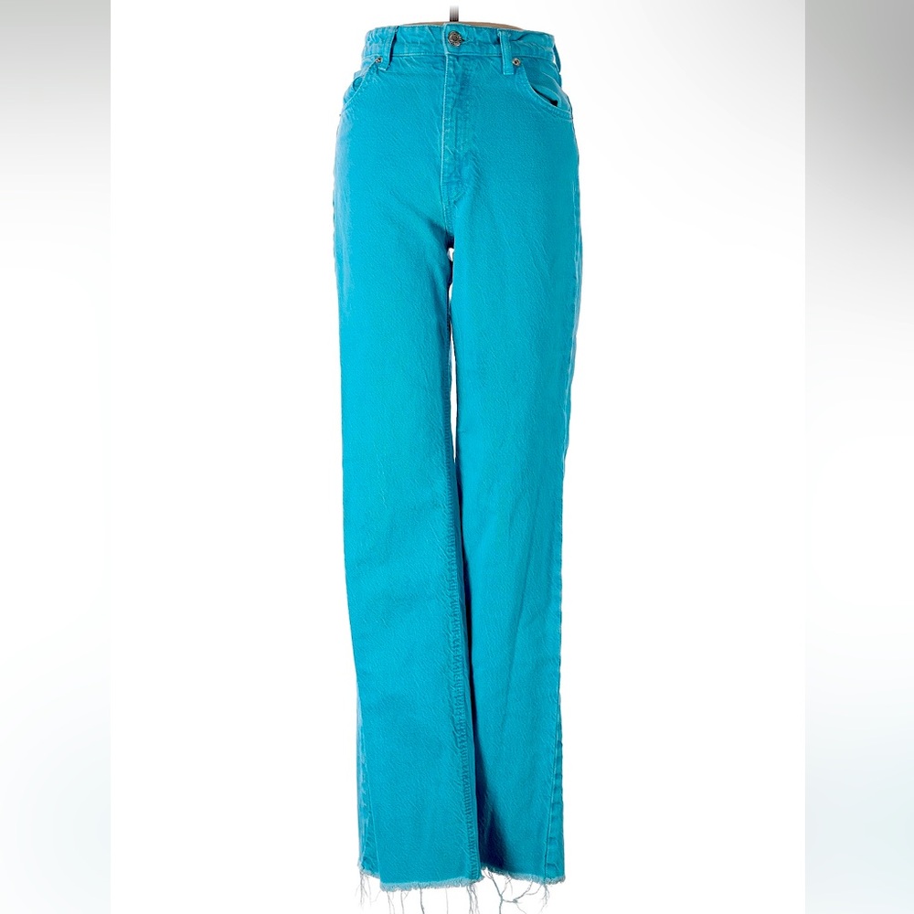 Zara Blue Straight Leg Jeans with High-Waisted Design excellent condition